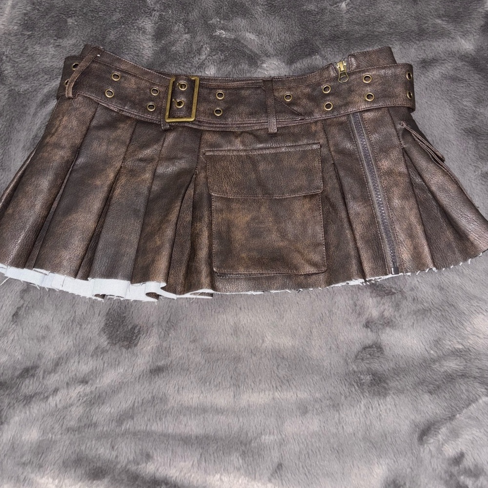 Brown Pleated Skirt